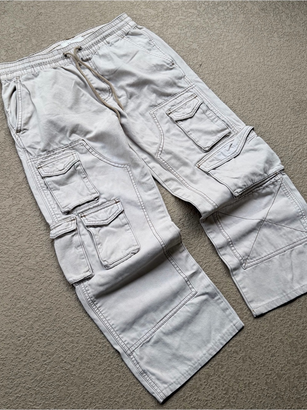 PacSun White Cargo Pants with Multiple Utility Pockets